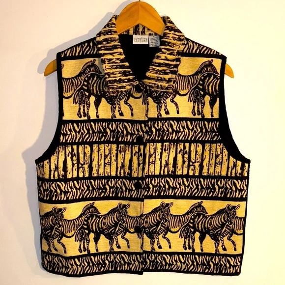 Vintage 80s 90s Tapestry Zebra Vest Woman’s Large - Picture 1 of 11
